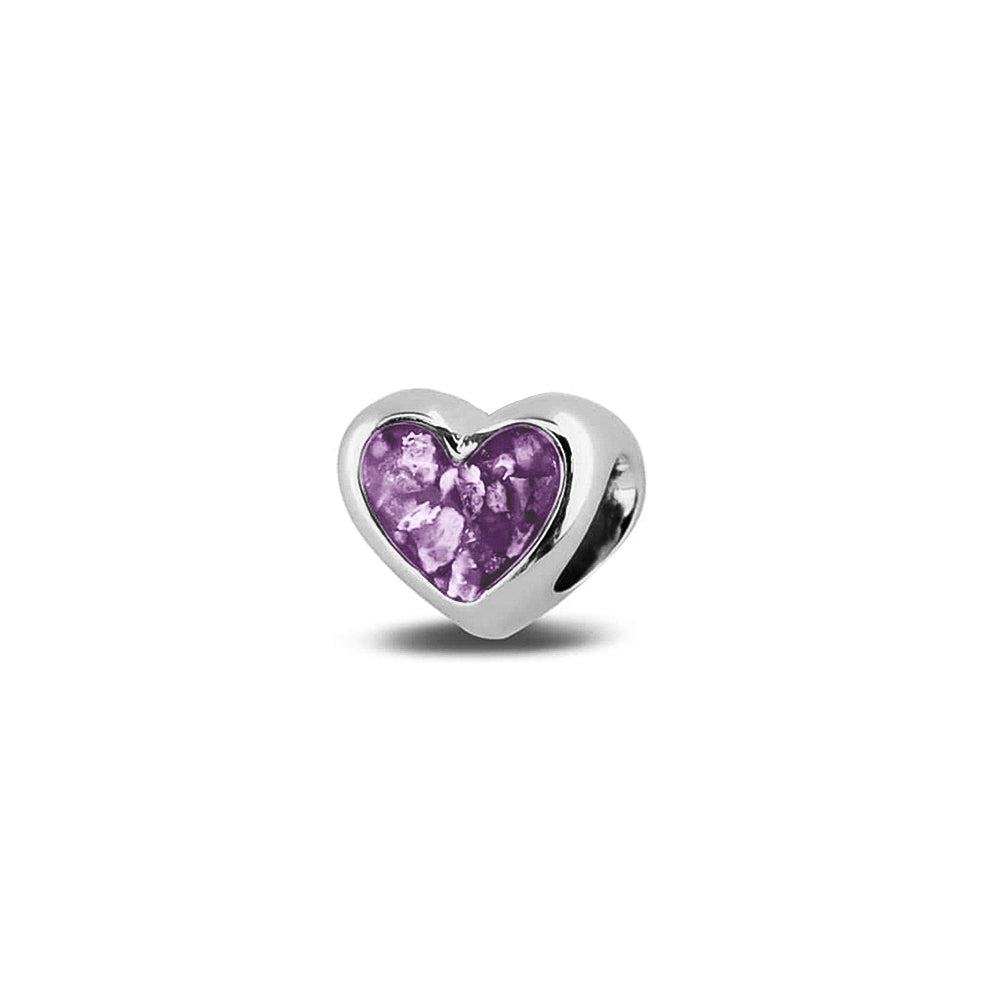 Heart Charm in Purple - Silver memorial jewellery