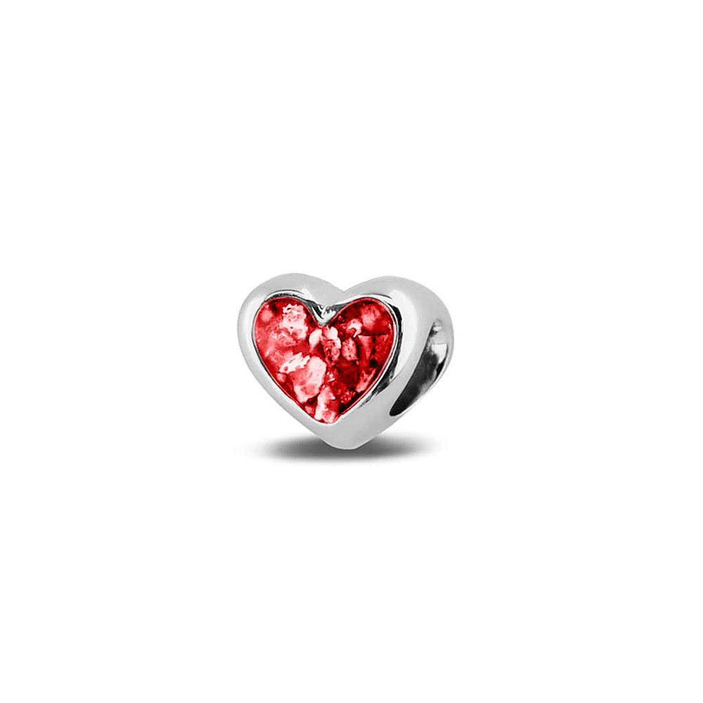 Heart Charm in Red - Silver memorial jewellery