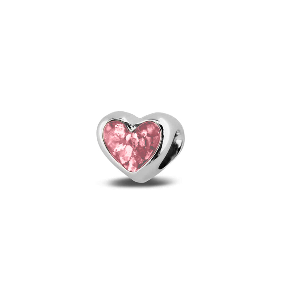 Heart Charm in Soft Pink - Silver memorial jewellery