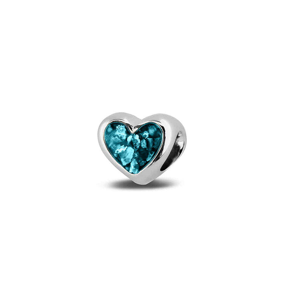 Heart Charm in Turquoise - Silver memorial jewellery