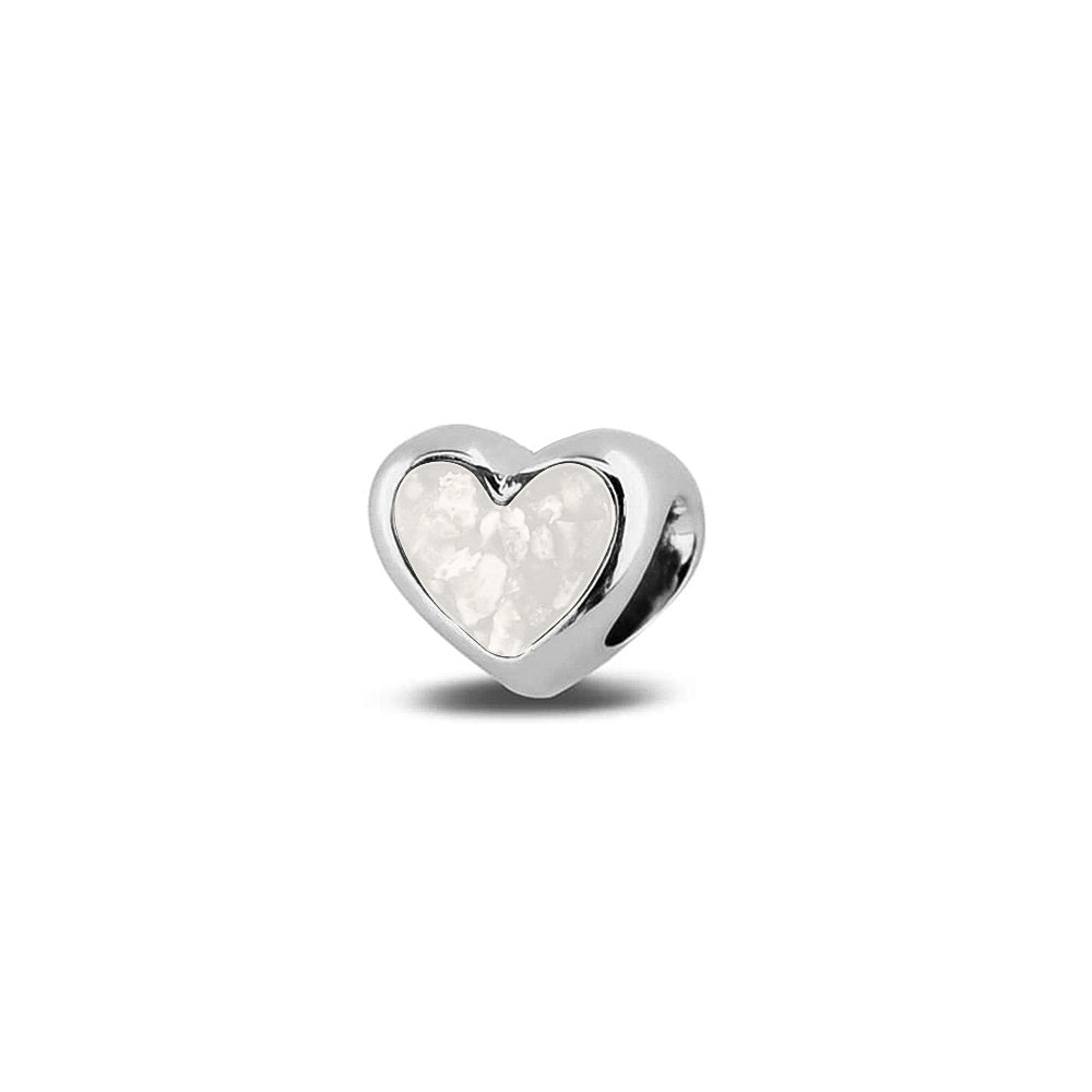 Heart Charm in White - Silver memorial jewellery