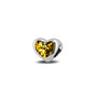 Heart Charm in Yellow - Silver memorial jewellery