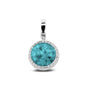 Round Pendant Charm in Aqua - Silver memorial jewellery