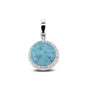 Round Pendant Charm in Baby Blue - Silver memorial jewellery