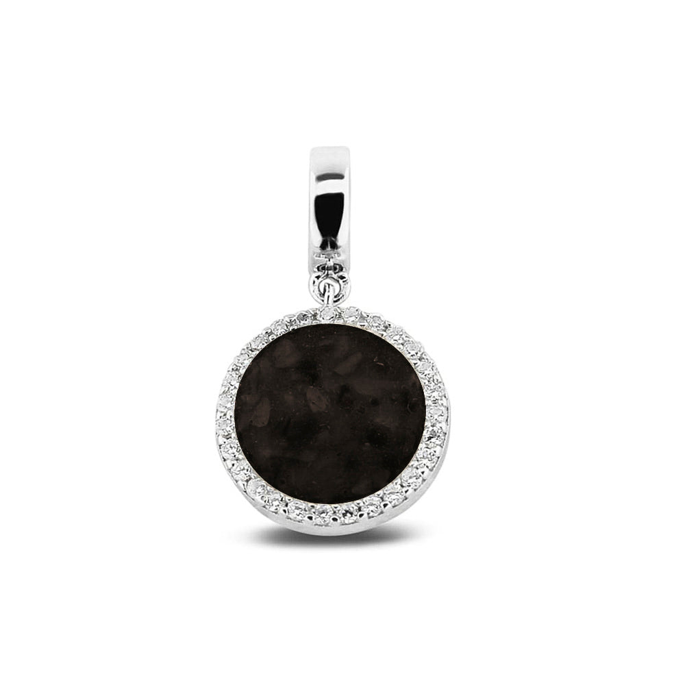 Round Pendant Charm in Black - Silver memorial jewellery