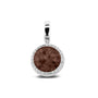 Round Pendant Charm in Brown - Silver memorial jewellery