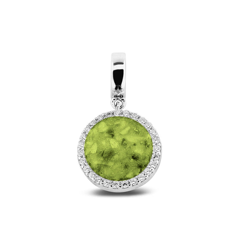 Round Pendant Charm in Green - Silver memorial jewellery