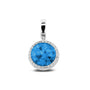 Round Pendant Charm in Marine Blue - Silver memorial jewellery