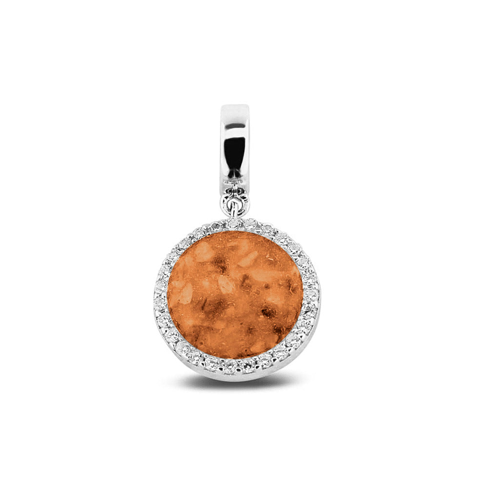 Round Pendant Charm in Orange - Silver memorial jewellery
