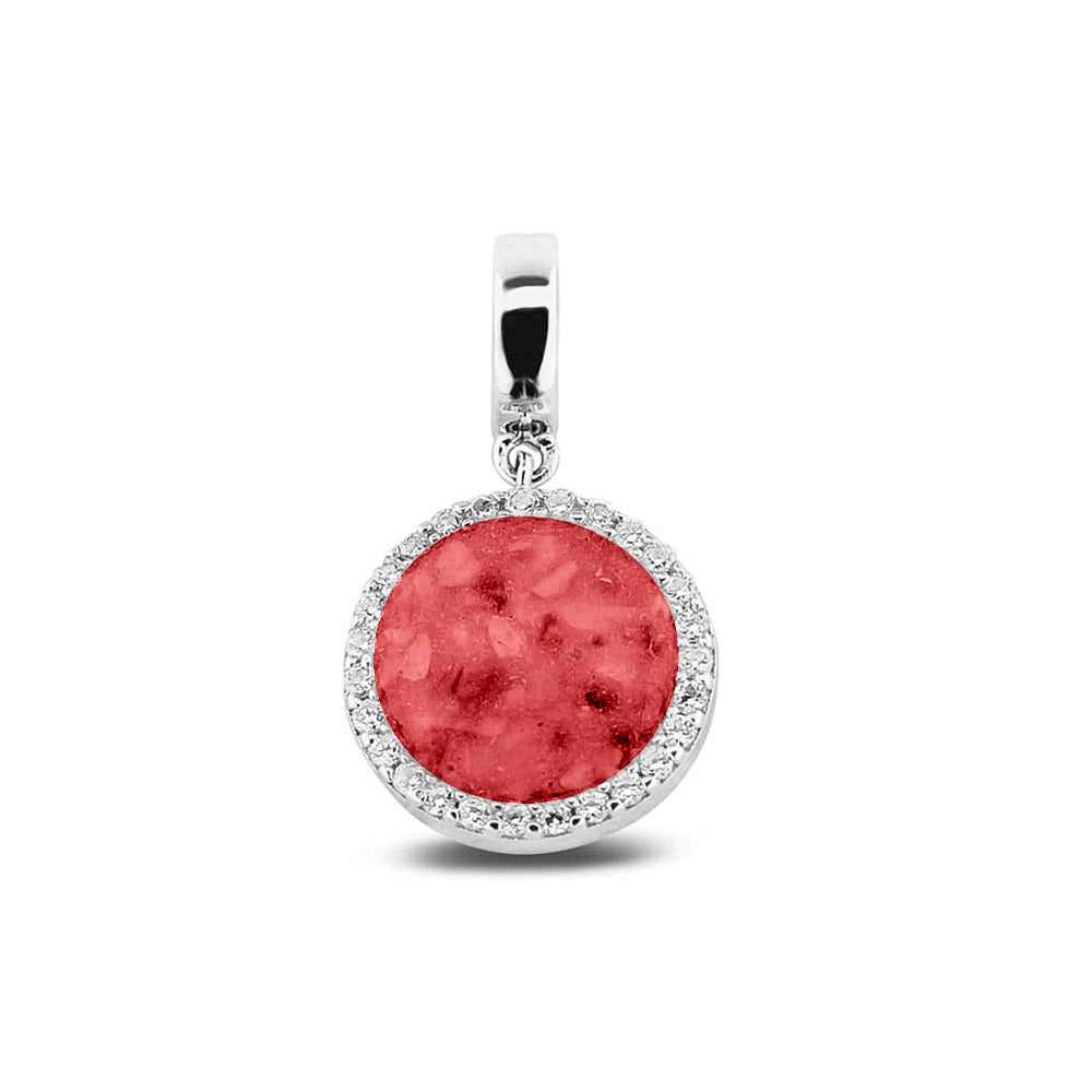 Round Pendant Charm in Red - Silver memorial jewellery