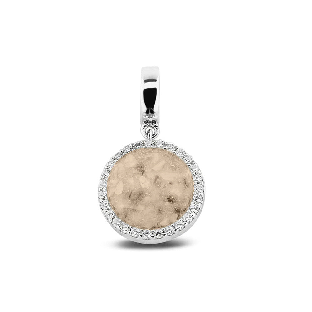 Round Pendant Charm in Transparent - Silver memorial jewellery