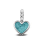 Heart Pendant Charm in Aqua - Silver memorial jewellery