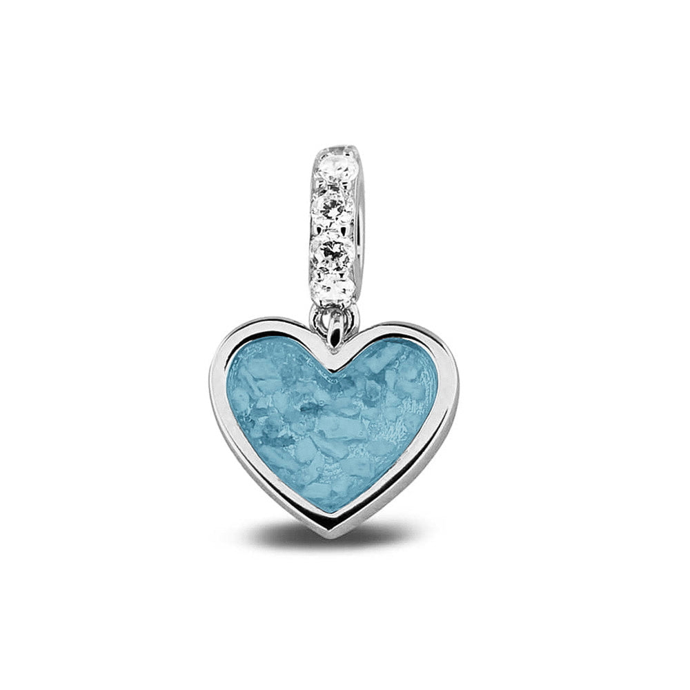 Heart Pendant Charm in Baby Blue - Silver memorial jewellery