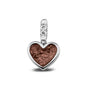 Heart Pendant Charm in Brown - Silver memorial jewellery
