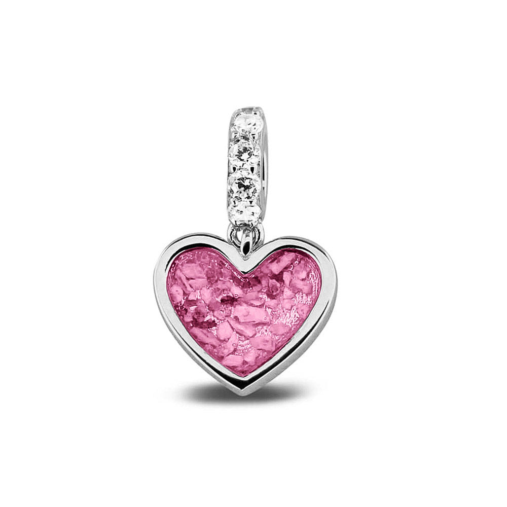 Heart Pendant Charm in Fluo Pink - Silver memorial jewellery