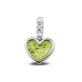 Heart Pendant Charm in Green - Silver memorial jewellery