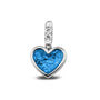 Heart Pendant Charm in Marine Blue - Silver memorial jewellery