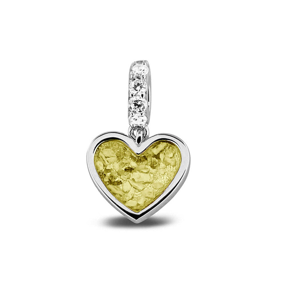 Heart Pendant Charm in Olive - Silver memorial jewellery