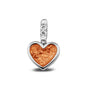 Heart Pendant Charm in Orange - Silver memorial jewellery