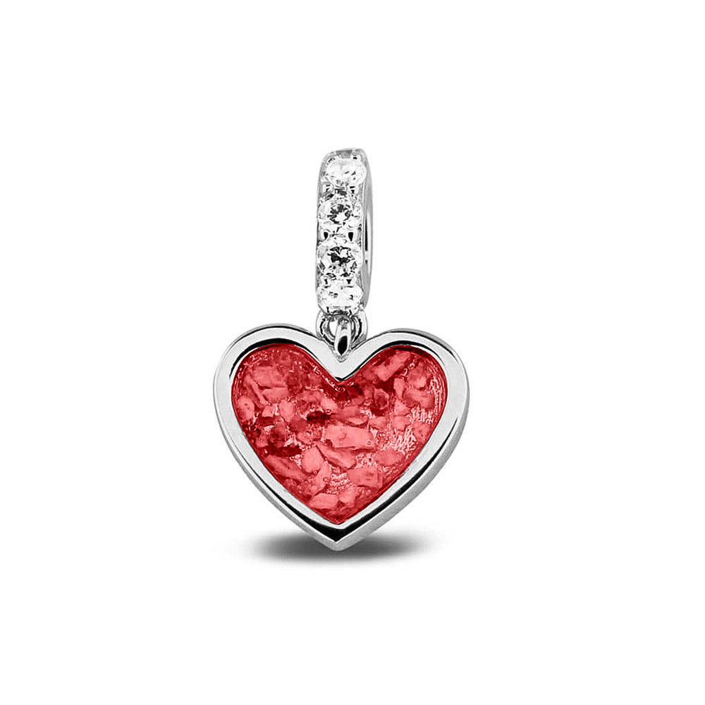 Heart Pendant Charm in Red - Silver memorial jewellery