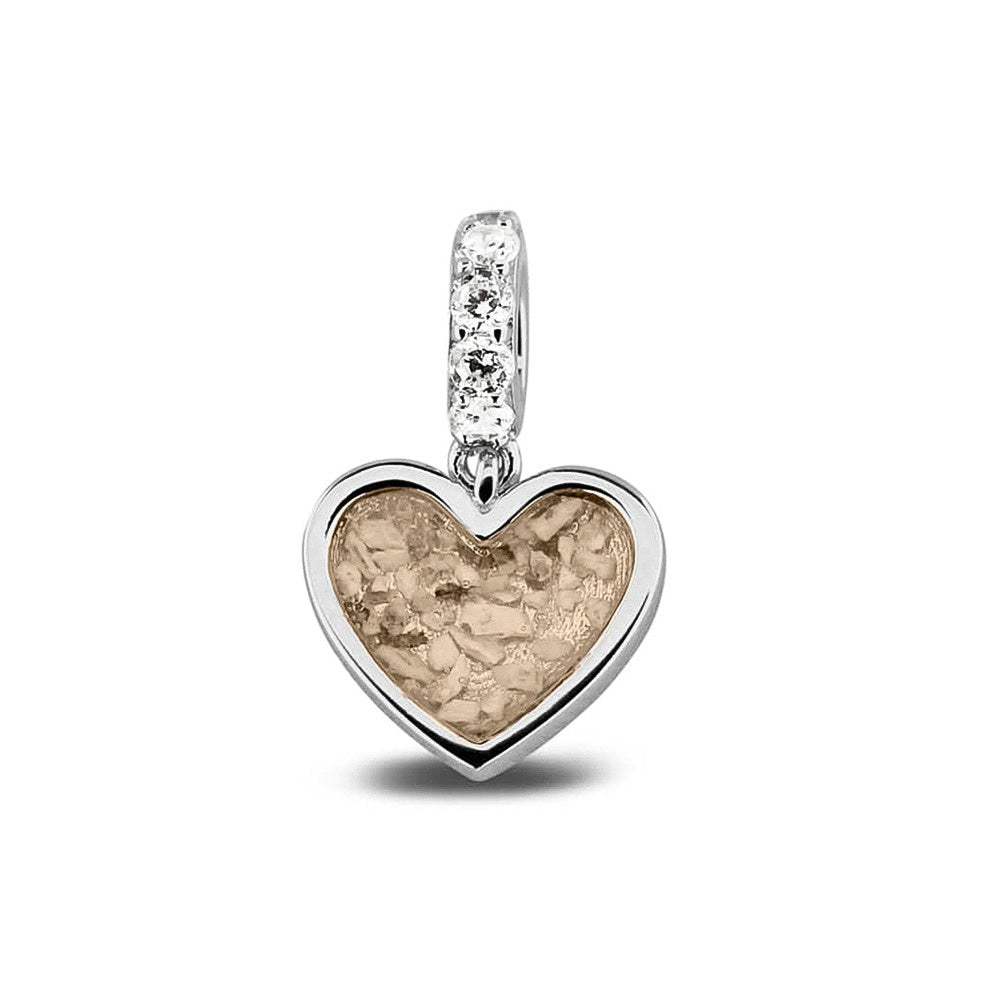 Heart Pendant Charm in Transparent - Silver memorial jewellery