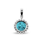 Round Bubble Pendant Charm in Aqua - Silver memorial jewellery