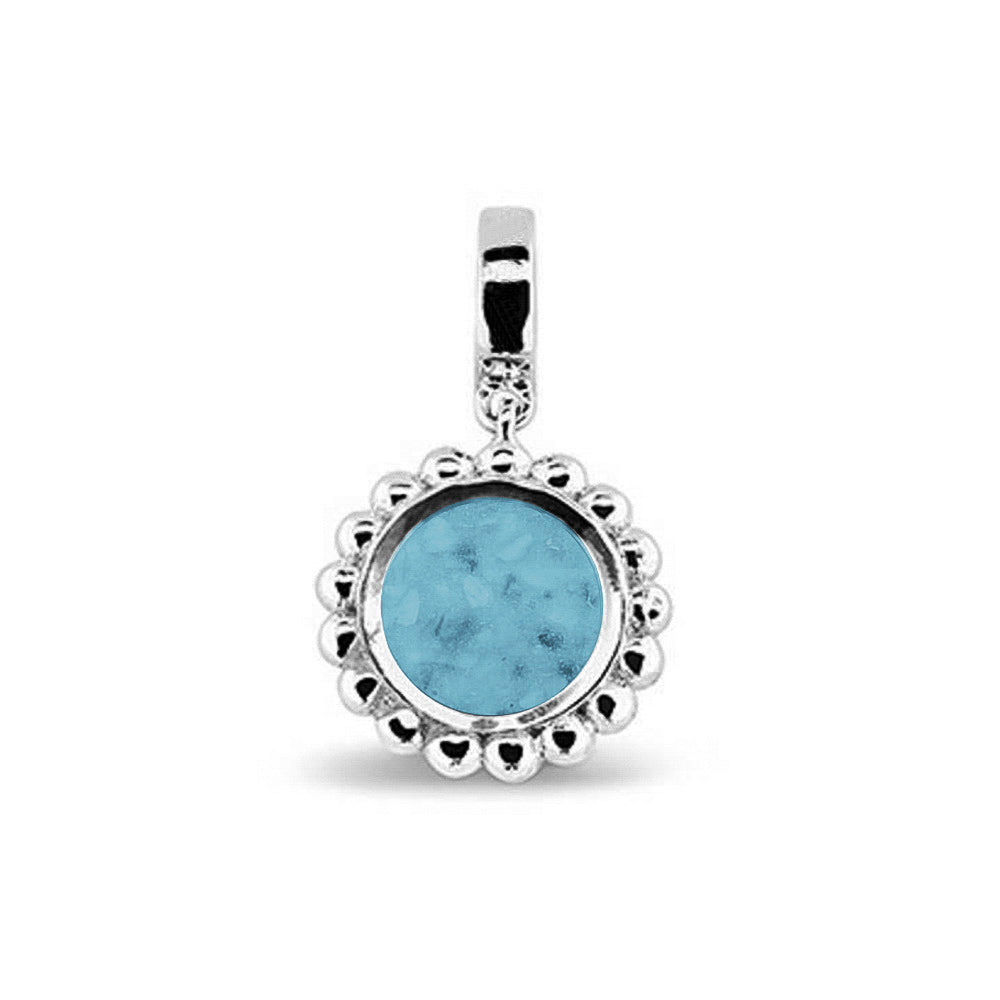 Round Bubble Pendant Charm in Baby Blue - Silver memorial jewellery