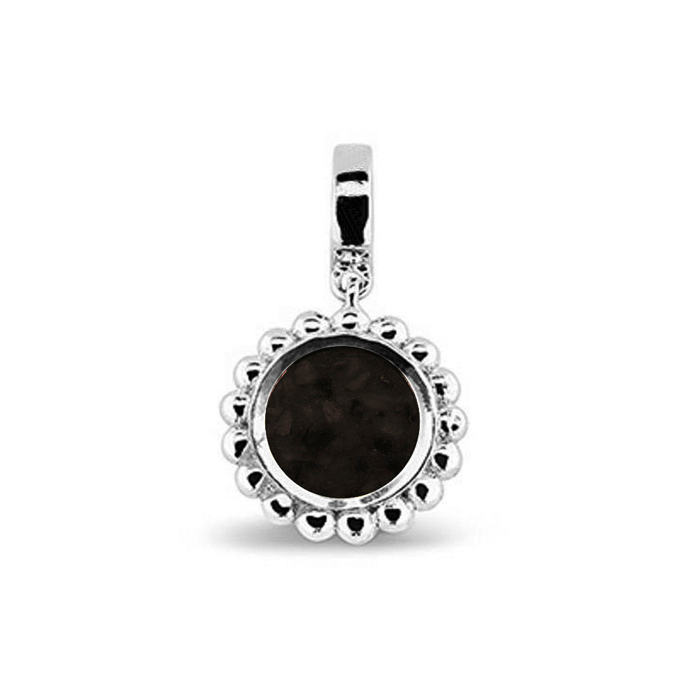 Round Bubble Pendant Charm in Black - Silver memorial jewellery