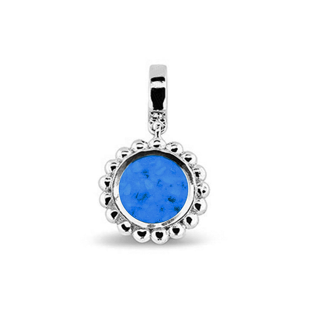 Round Bubble Pendant Charm in Blue - Silver memorial jewellery