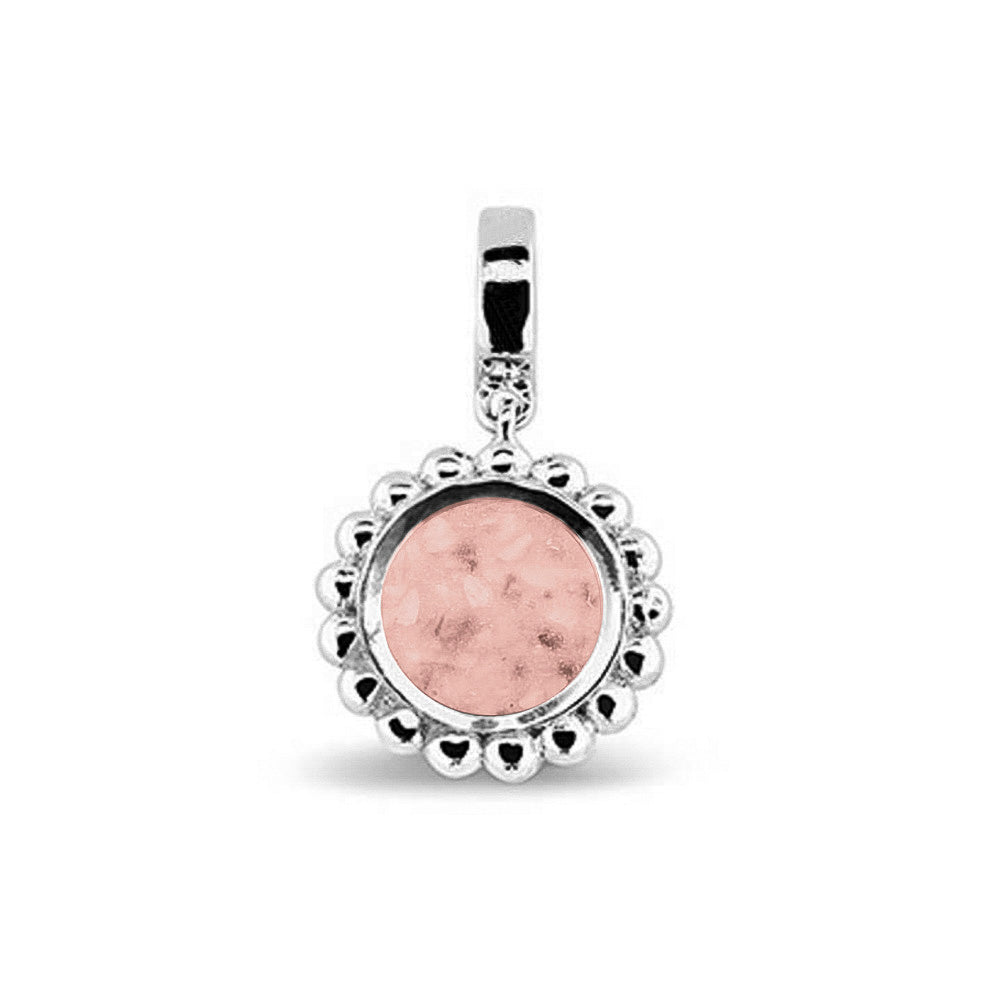 Round Bubble Pendant Charm in Blush - Silver memorial jewellery