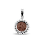 Round Bubble Pendant Charm in Brown - Silver memorial jewellery