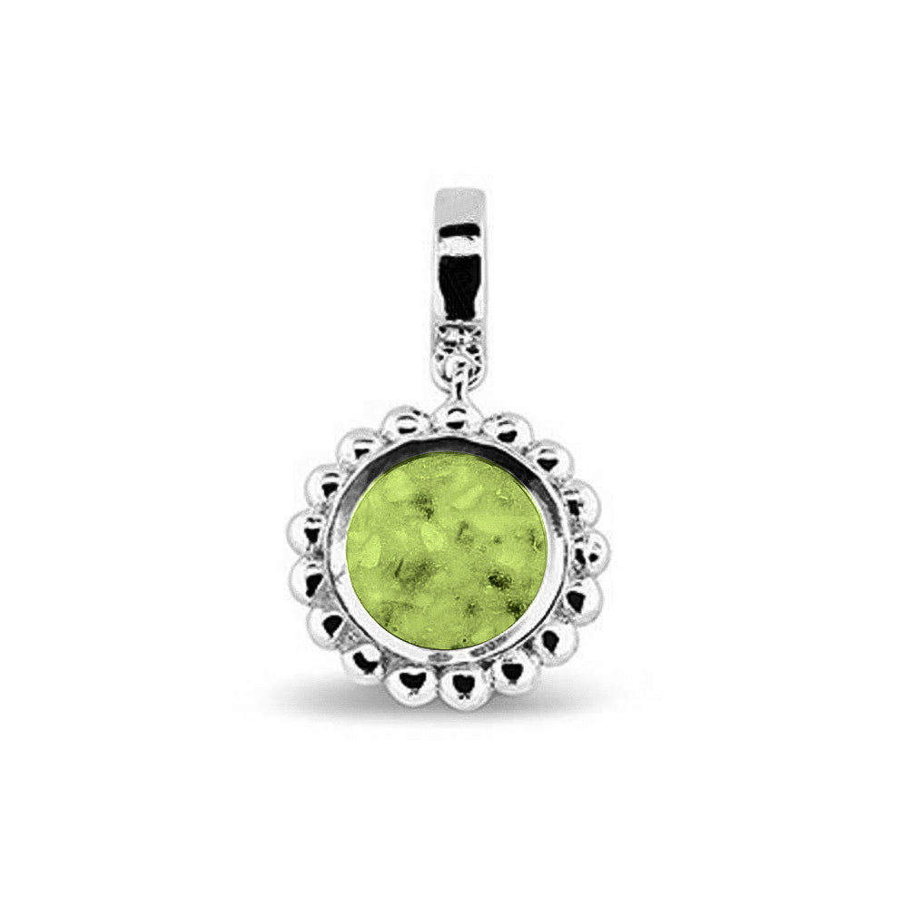 Round Bubble Pendant Charm in Green - Silver memorial jewellery