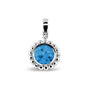 Round Bubble Pendant Charm in Marine Blue - Silver memorial jewellery