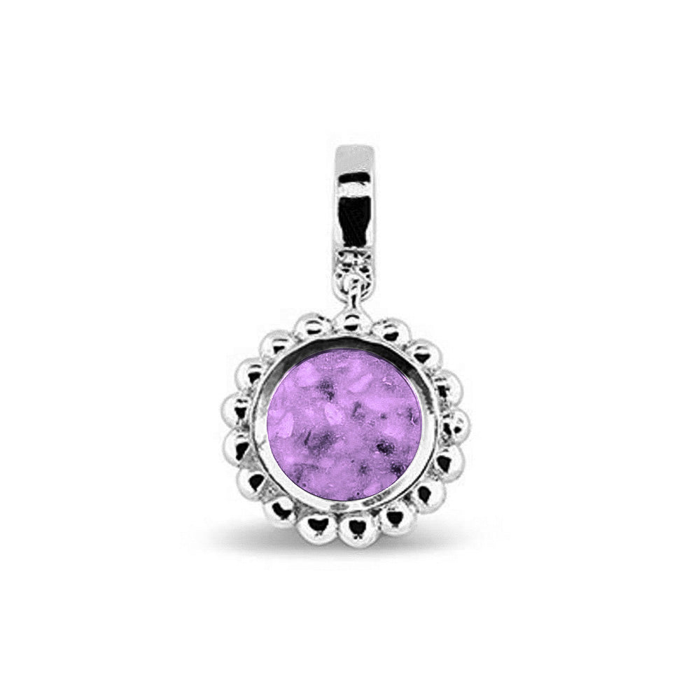 Round Bubble Pendant Charm in Purple - Silver memorial jewellery