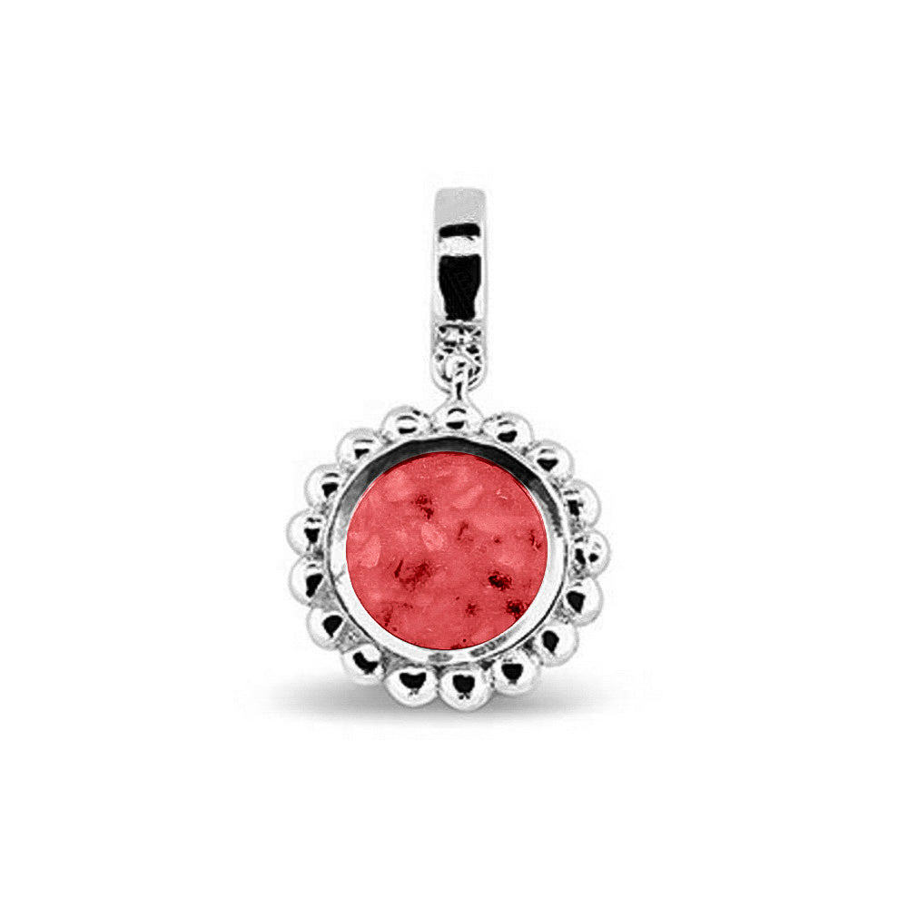 Round Bubble Pendant Charm in Red - Silver memorial jewellery