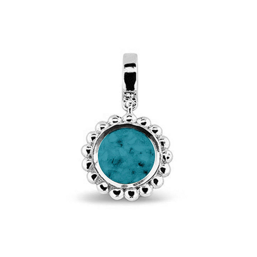 Round Bubble Pendant Charm in Turquoise - Silver memorial jewellery