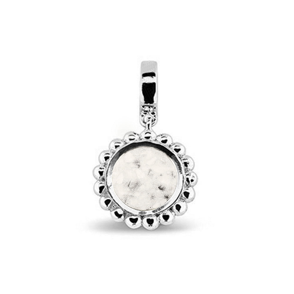 Round Bubble Pendant Charm in White - Silver memorial jewellery