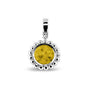Round Bubble Pendant Charm in Yellow - Silver memorial jewellery