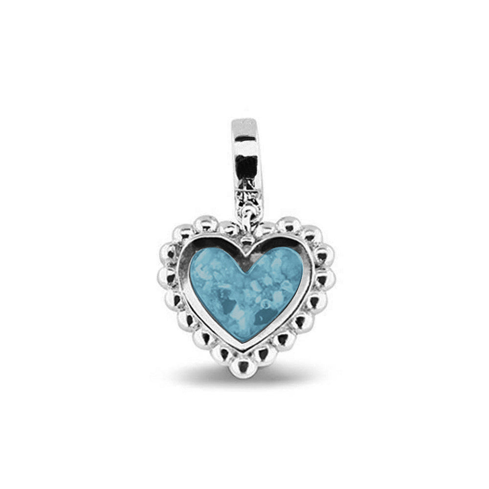 Heart Bubble Pendant Charm in Baby Blue - Silver memorial jewellery