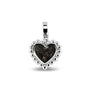 Heart Bubble Pendant Charm in Black - Silver memorial jewellery