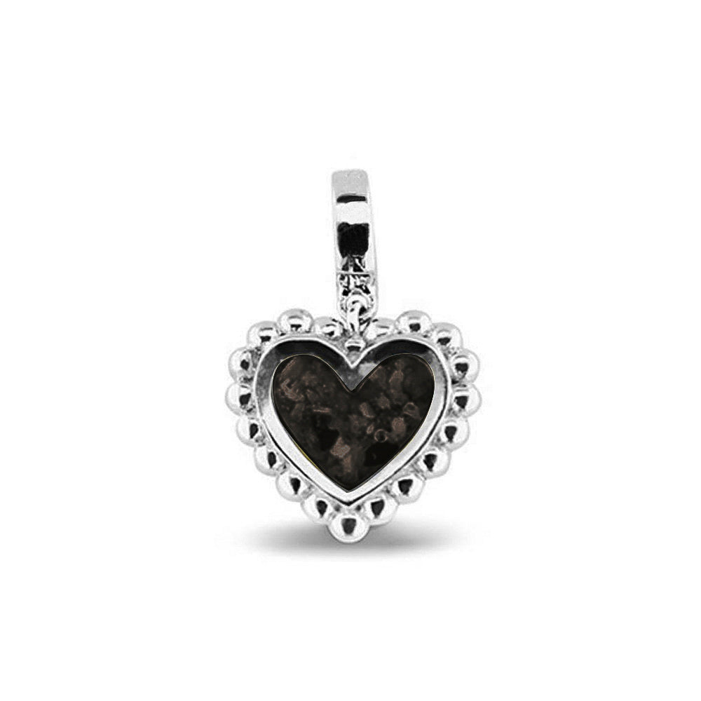 Heart Bubble Pendant Charm in Black - Silver memorial jewellery