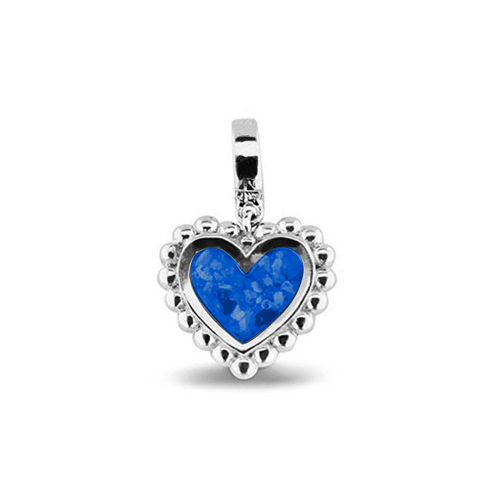 Heart Bubble Pendant Charm in Blue - Silver memorial jewellery