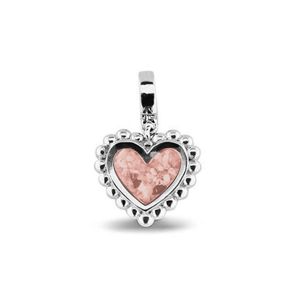 Heart Bubble Pendant Charm in Blush - Silver memorial jewellery