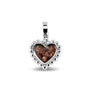 Heart Bubble Pendant Charm in Brown - Silver memorial jewellery