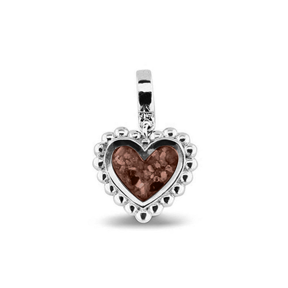 Heart Bubble Pendant Charm in Brown - Silver memorial jewellery