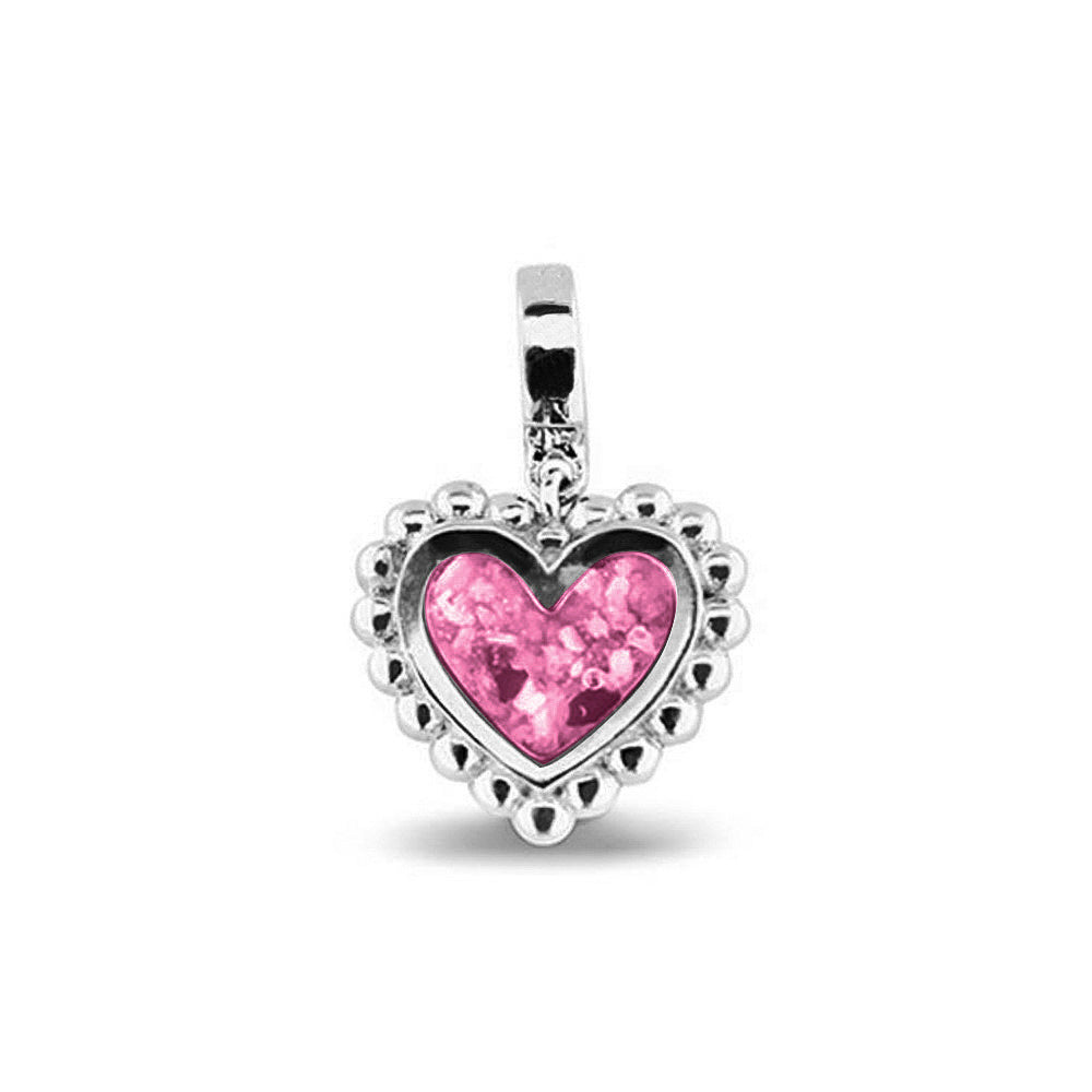 Heart Bubble Pendant Charm in Fluo Pink - Silver memorial jewellery