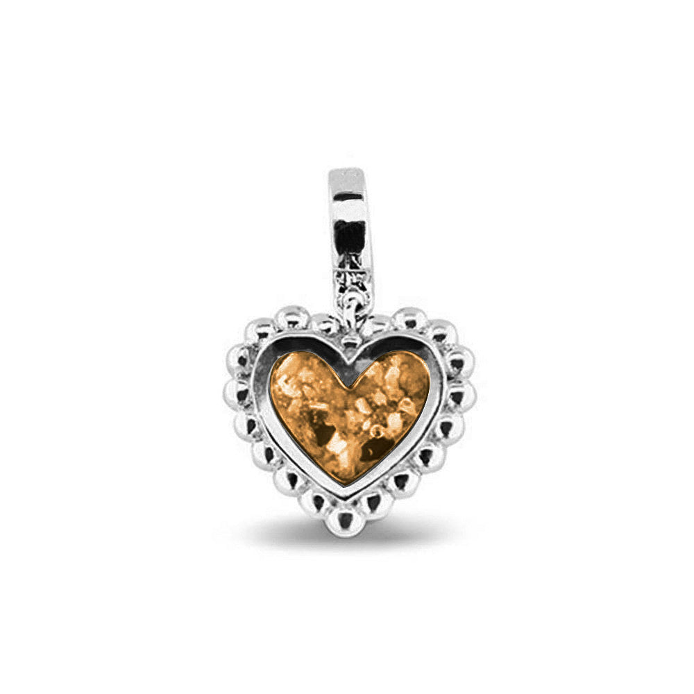 Heart Bubble Pendant Charm in Gold - Silver memorial jewellery