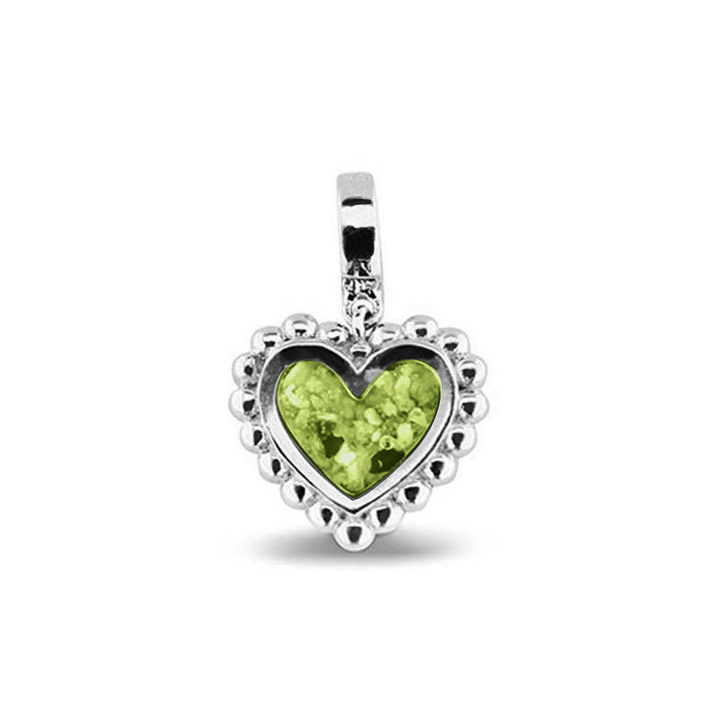 Heart Bubble Pendant Charm in Green - Silver memorial jewellery