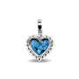 Heart Bubble Pendant Charm in Marine Blue - Silver memorial jewellery