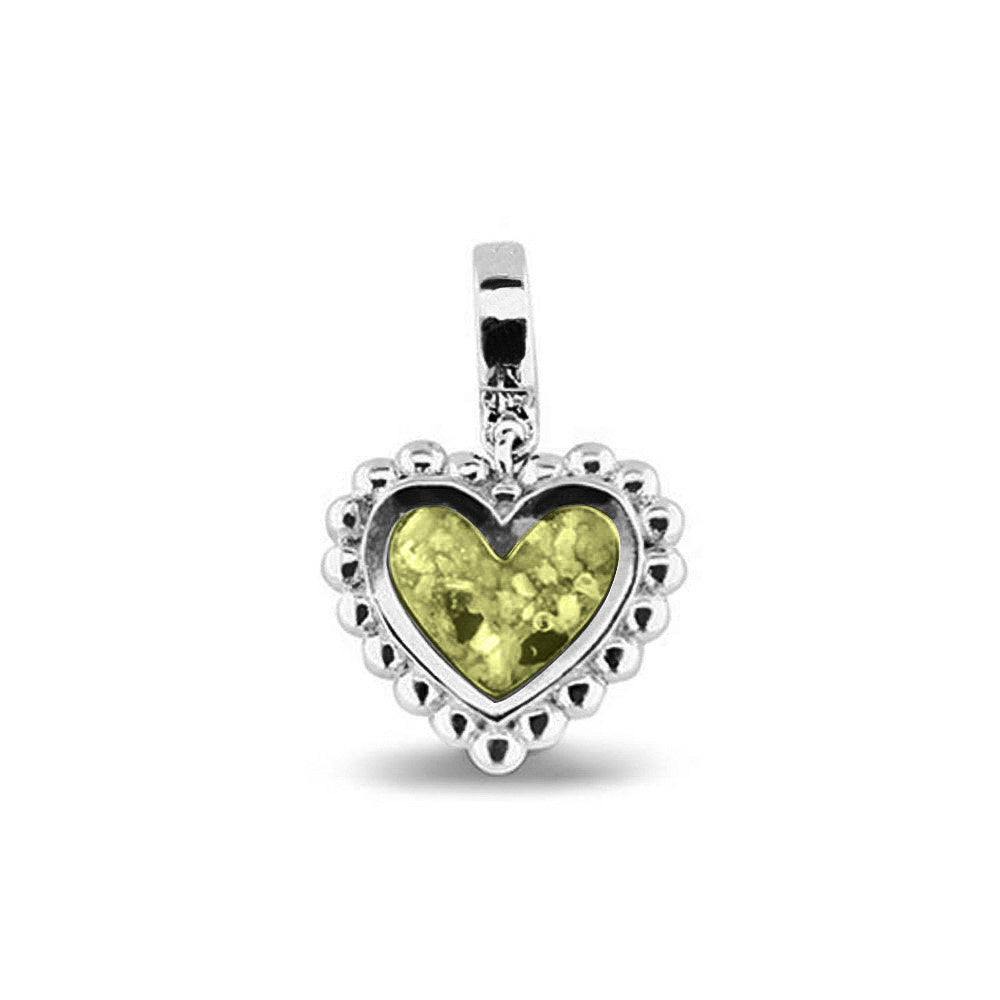 Heart Bubble Pendant Charm in Olive - Silver memorial jewellery